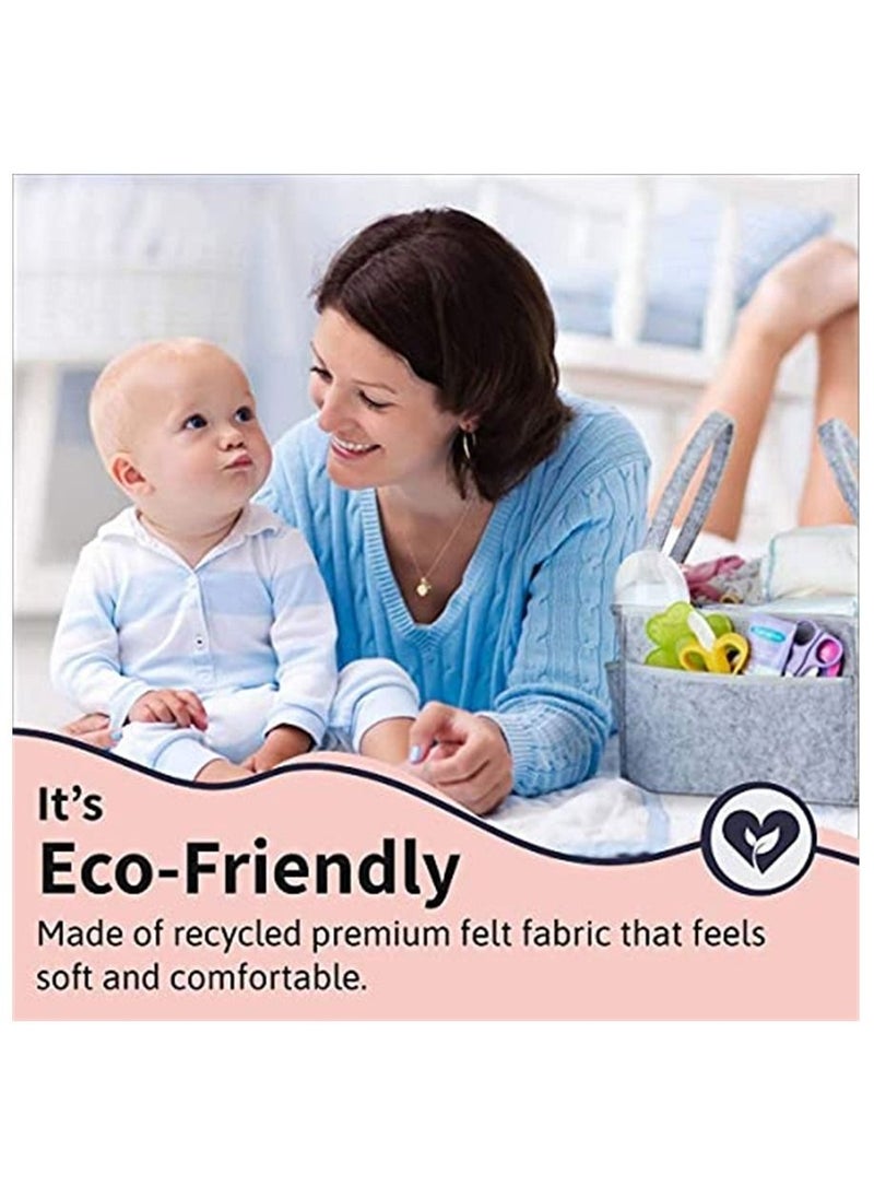 BLOOMING TIME Baby Felt Organizer Bag, Large Portable Diaper Caddy, Grey  - Image 2