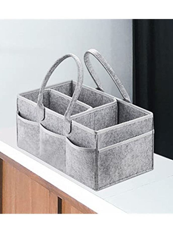 BLOOMING TIME Baby Felt Organizer Bag, Large Portable Diaper Caddy, Grey  - Image 5