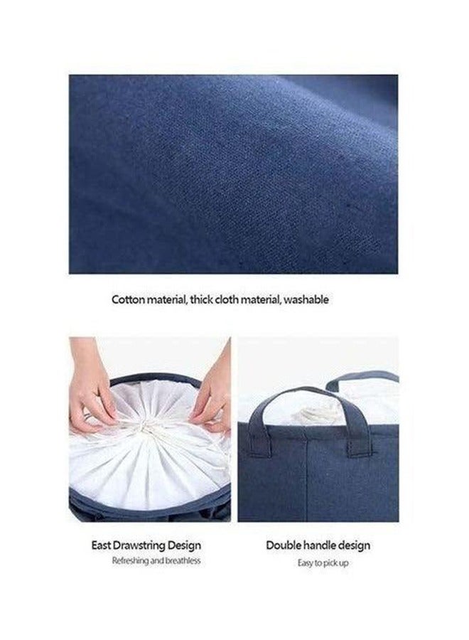 Portable Laundry Basket with Drawstring, Blue - Image 2