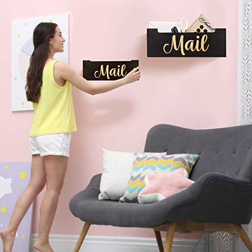 BOTOP Mail Organizer Mail Holder Countertop, Rustic Wooden Mail Basket Mail Tray Letter Holder Box for Desk Home Office Wall Mount - Image 5