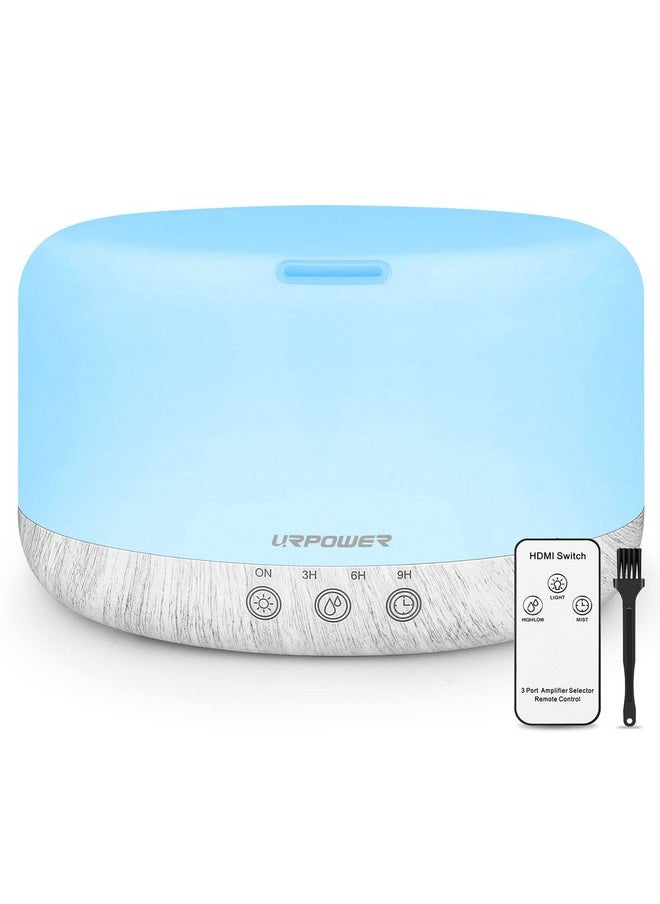 URPOWER - 1000Ml Essential Oil Diffuser Remote Control Humidifiers Aroma Diffuser Ultrasonic Diffusers For Essential Oils Running 20 Hours With Adjustable Mist Mode/4 Timer Settings For Large Room - Image 1