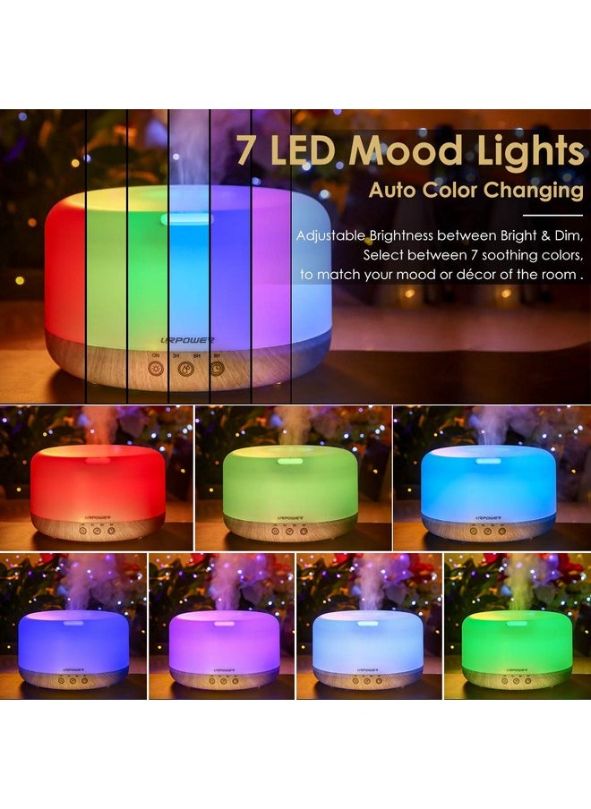URPOWER - 1000Ml Essential Oil Diffuser Remote Control Humidifiers Aroma Diffuser Ultrasonic Diffusers For Essential Oils Running 20 Hours With Adjustable Mist Mode/4 Timer Settings For Large Room - Image 1