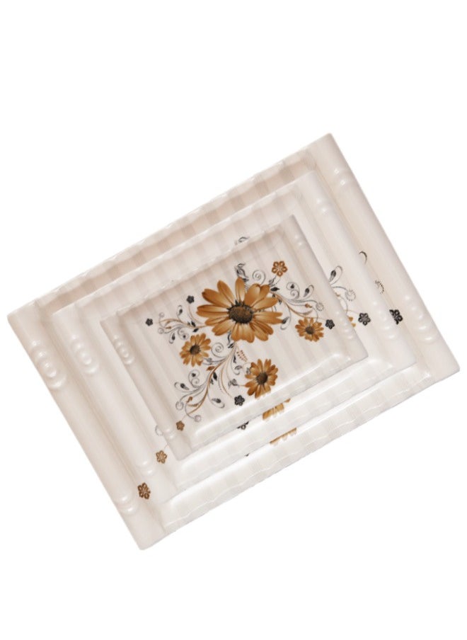 A TO Z Floral Melamine Serving Tray Set – 3 Pcs, Premium Quality, Scratch Resistant & Unbreakable, BPA-Free, 33x38x44.5 cm, Design 205 | Dishwasher Safe, Ideal for Daily Use & Parties  - Image 3
