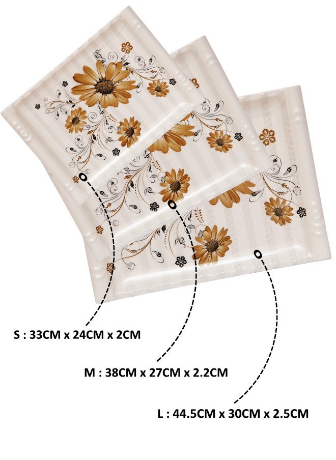A TO Z Floral Melamine Serving Tray Set – 3 Pcs, Premium Quality, Scratch Resistant & Unbreakable, BPA-Free, 33x38x44.5 cm, Design 205 | Dishwasher Safe, Ideal for Daily Use & Parties  - Image 5
