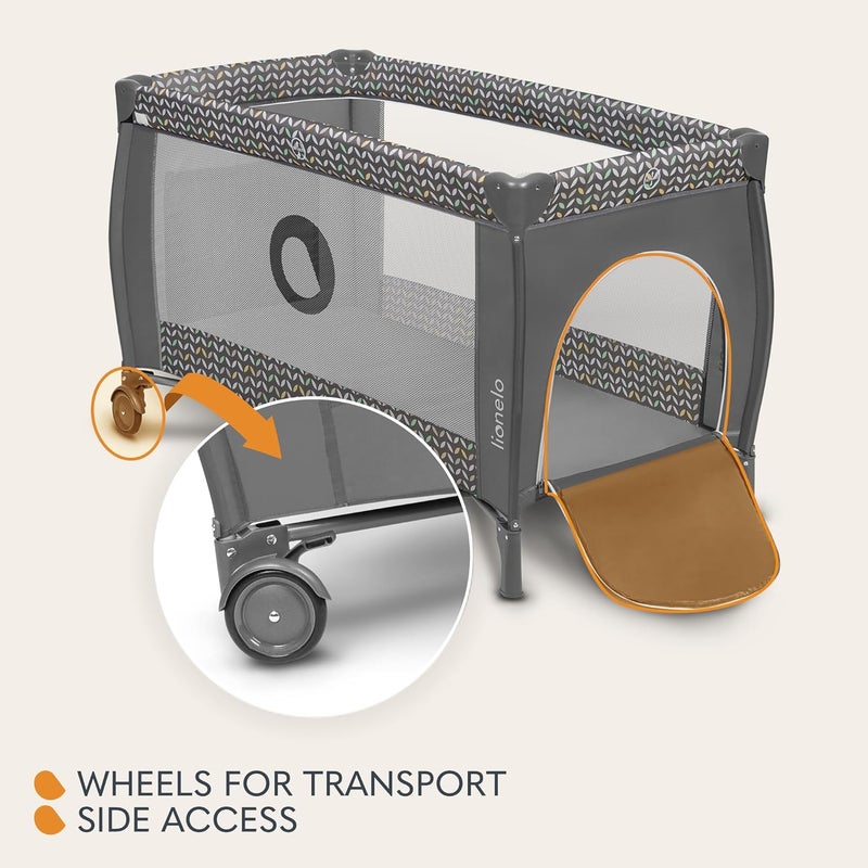 lionelo Sven Plus 2 In 1 Travel Bed Playpen Grey - Image 4