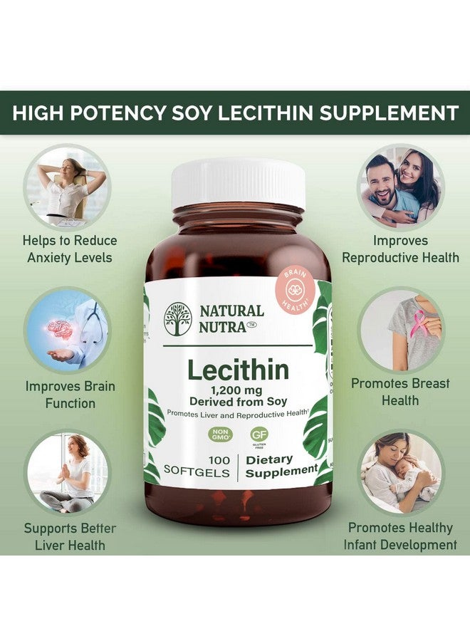 Natural Nutra Soy Lecithin Dietary Supplement Support Brain Functioning Liver Performance And Reproductive Health Infant Development Boost Brain Functioning Glutenfree Non Gmo 100 Softgels - Image 3