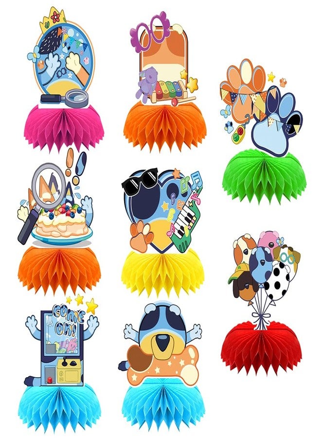 BOBORAT 8pcs Blue Dog Honeycomb Decorations, Cute Cartoon Animal Honeycomb Centerpiece Table Decor, Birthday Party Supplies Ornaments - Image 1
