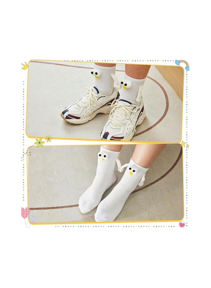 KASTWAVE 2 Pairs Hand Holding Socks, Couple Magnetic Socks, Holding Hands Socks, Novelty Unisex Socks with Hands Couple Socks, Funny Socks, Matching Couple Socks, Mid-Tube Socks (Blcak + White) - Image 3