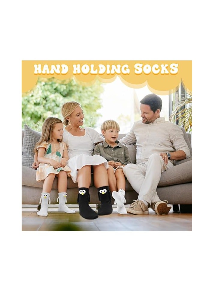 KASTWAVE 2 Pairs Hand Holding Socks, Couple Magnetic Socks, Holding Hands Socks, Novelty Unisex Socks with Hands Couple Socks, Funny Socks, Matching Couple Socks, Mid-Tube Socks (Blcak + White) - Image 2