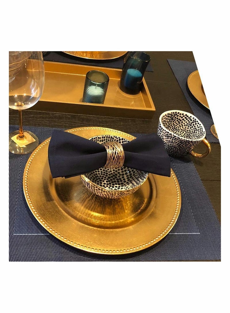 SYOSI Gold Mesh Metal Napkin Ring Holders Set of 12 for Dining Anniversary Birthday Candlelight Dinner Holiday Party of Table Setting Table Decoration Wedding Dining Table Decoration Setting - Image 5
