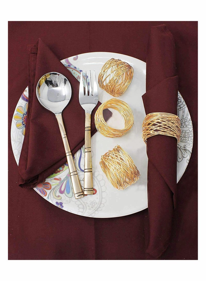 SYOSI Gold Mesh Metal Napkin Ring Holders Set of 12 for Dining Anniversary Birthday Candlelight Dinner Holiday Party of Table Setting Table Decoration Wedding Dining Table Decoration Setting - Image 4