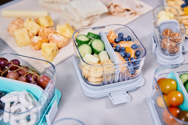 PackIt Mod Snack Bento Food Storage Container, Steel Gray, Shatterproof Crystal Clear Base, with Leak-resistant Dividers and Lid, Microwavable, Dishwasher Safe, Perfect for Snacks - Image 5