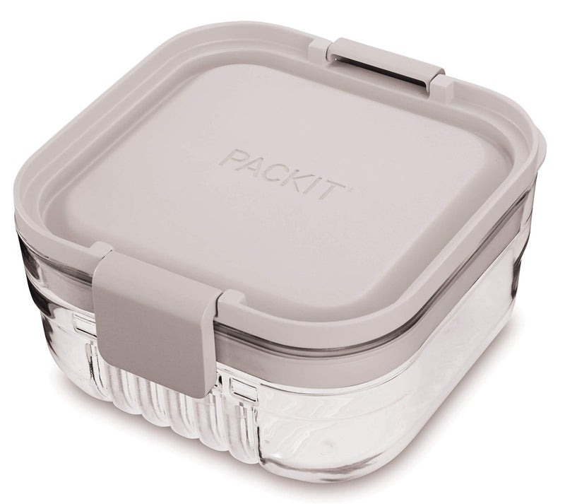 PackIt Mod Snack Bento Food Storage Container, Steel Gray, Shatterproof Crystal Clear Base, with Leak-resistant Dividers and Lid, Microwavable, Dishwasher Safe, Perfect for Snacks - Image 2
