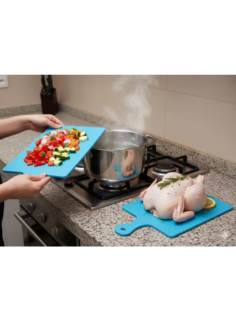 فافيلا طقم بلانشات تقطيع بلاستيك متين – قطعتين (صغير + كبير) – سطح قوي غير قابل للانزلاق ومقبض مريح للاستخدام اليومي - Image 4