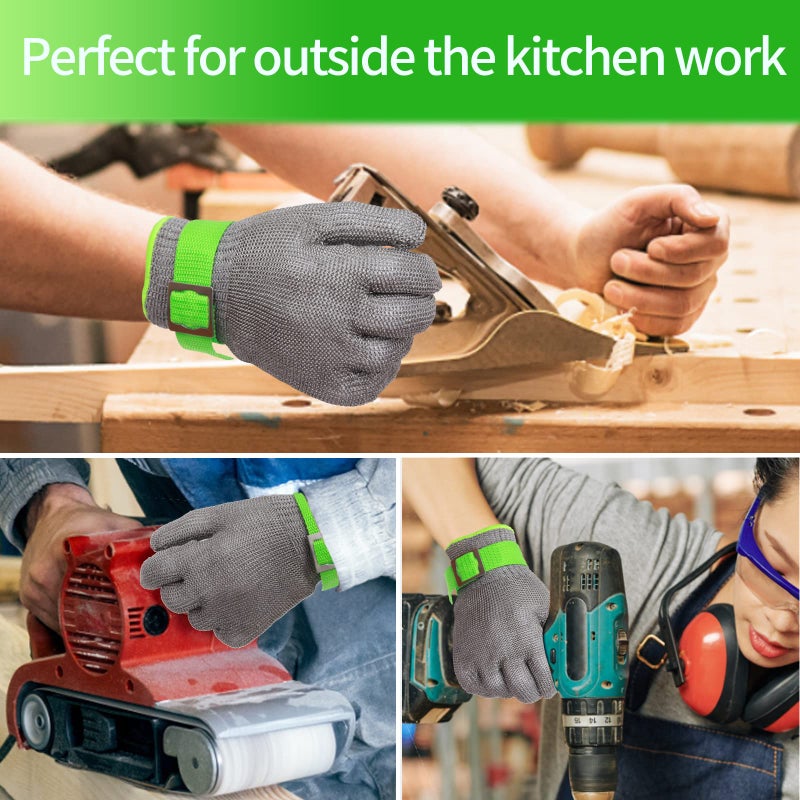 Aillary Level 9 Cut Resistant Kitchen Glove,Food Grade,Machine Washable,Stainless Steel Wire Metal Mesh Safety Work Glove for Mandolin,Meat Cutting,Oyster Shucking,and Wood Working (Large) - Image 3