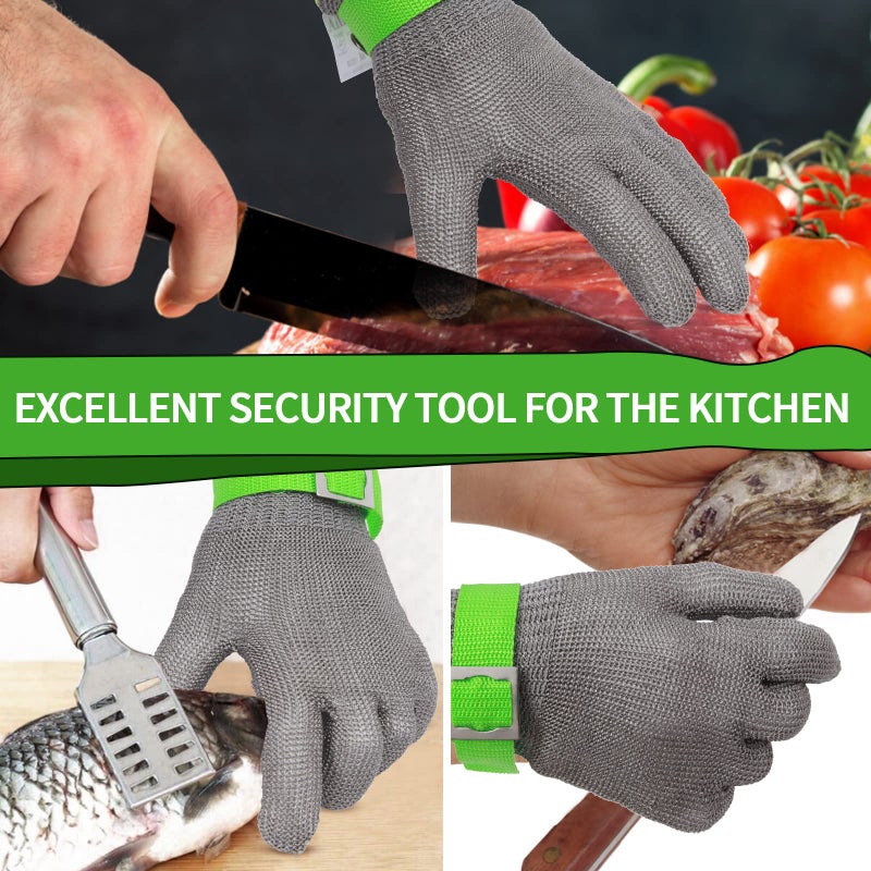 Aillary Level 9 Cut Resistant Kitchen Glove,Food Grade,Machine Washable,Stainless Steel Wire Metal Mesh Safety Work Glove for Mandolin,Meat Cutting,Oyster Shucking,and Wood Working (Large) - Image 2