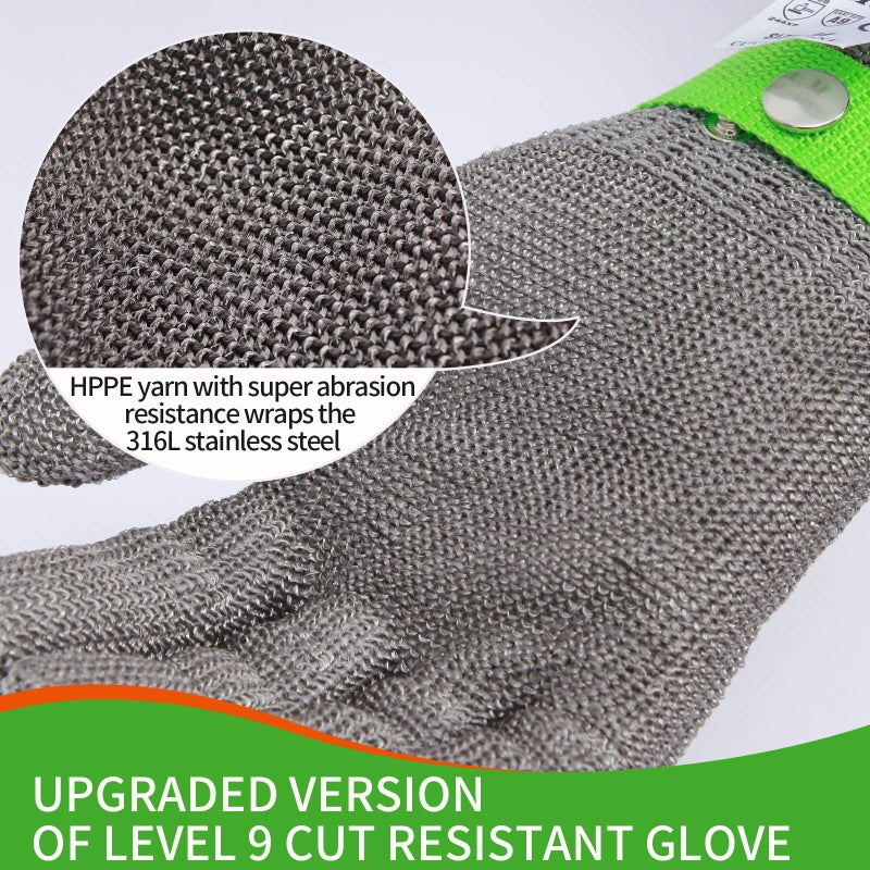 Aillary Level 9 Cut Resistant Kitchen Glove,Food Grade,Machine Washable,Stainless Steel Wire Metal Mesh Safety Work Glove for Mandolin,Meat Cutting,Oyster Shucking,and Wood Working (Large) - Image 4