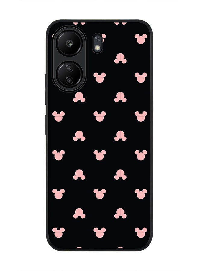 Stylizedd Rugged Black edge case for Xiaomi Poco C65, Slim fit Soft Case Flexible Rubber Edges Anti Drop TPU Gel Thin Cover- Mickey Print
