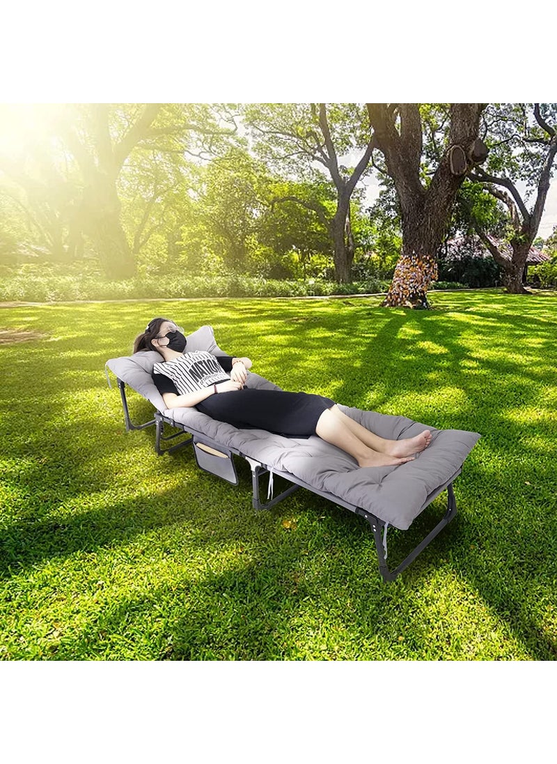 INDIAN DECOR INDIAN DECOR 80333 Soft Cotton Foldable Bed Mattress Soft and Comfortable Thick Cotton Foldable Sleeping Cot Mattress Pad for Traveling Hiking Backpacking 728x 276 Grey  - Image 4