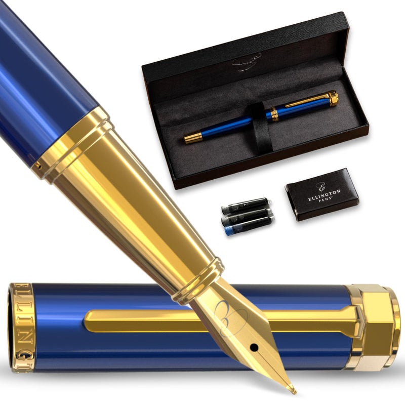 Ellington Pens Luxury Fountain Pen Set - Smooth Fine Nib - Includes 3 Ink Cartridges, Refillable Ink Converter, Gift Box- Fountain Pens For Writing, Calligraphy, Journaling, Sketching (The Nautilus) - Image 1