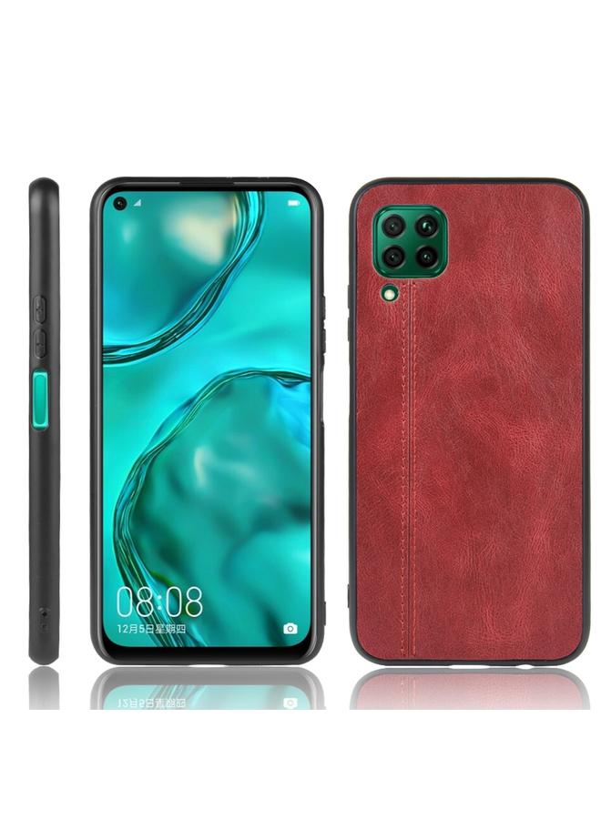 اس-توب جراب لهاتف Huawei Nova 6 SE مقاوم للصدمات بنمط جلد البقر المخيط من مادة PC + PU + TPU - Image 1