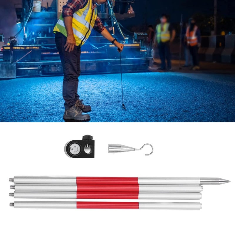 klarako 4 Section Universal Prism Pole for Total Station Surveying, Aluminum Alloy Rod with High Stability,Bubble and Pointed Feet for Difficult Positions - Image 5