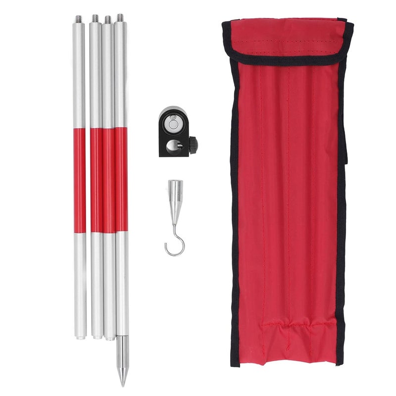 klarako 4 Section Universal Prism Pole for Total Station Surveying, Aluminum Alloy Rod with High Stability,Bubble and Pointed Feet for Difficult Positions - Image 3