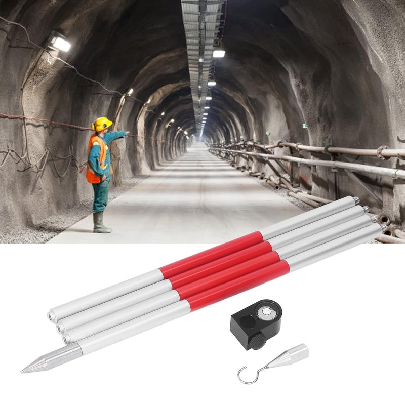 klarako 4 Section Universal Prism Pole for Total Station Surveying, Aluminum Alloy Rod with High Stability,Bubble and Pointed Feet for Difficult Positions - Image 4