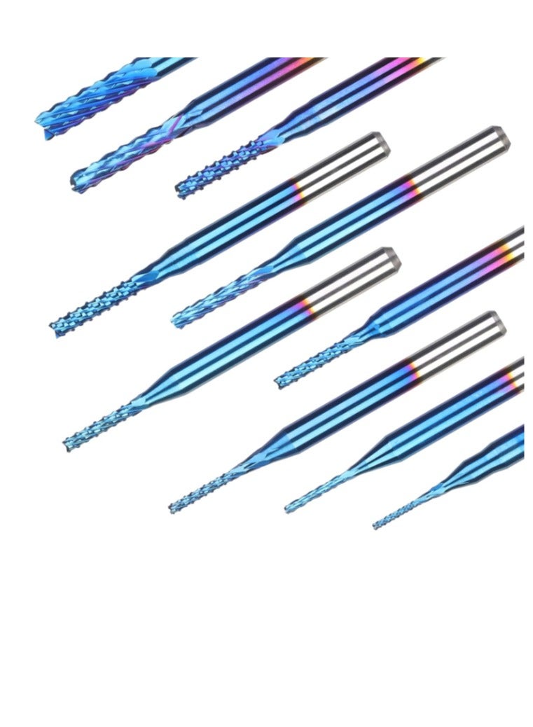 Yakumuz 10Pcs Nano Blue Coat End Mill CNC Router Bits Yakumuz 0.8-3mm, 1/8" Shank  - Image 3