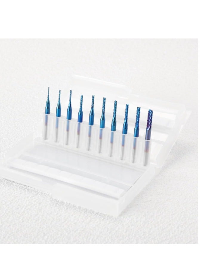 Yakumuz 10Pcs Nano Blue Coat End Mill CNC Router Bits Yakumuz 0.8-3mm, 1/8" Shank  - Image 4