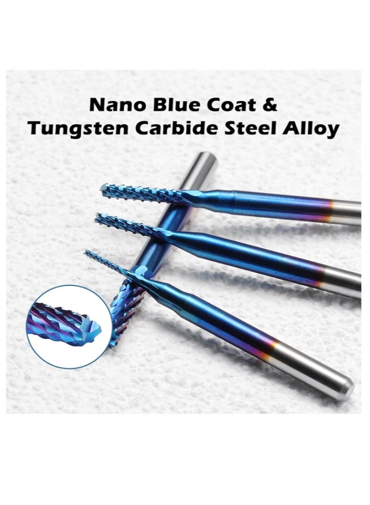 Yakumuz 10Pcs Nano Blue Coat End Mill CNC Router Bits Yakumuz 0.8-3mm, 1/8" Shank  - Image 5