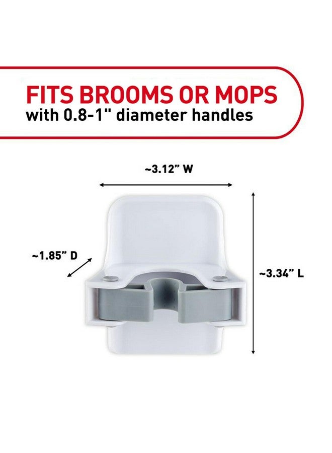 كوماند حامل مكنسة وممسحة معلق على الحائط من كوماند، حامل مكنسة وممسحة معلق على الحائط بدون أي ضرر، منظم تنظيف منزلي بدون أدوات للمساحات المعيشية، 6 علاقات و16 شريط كوماند - Image 1