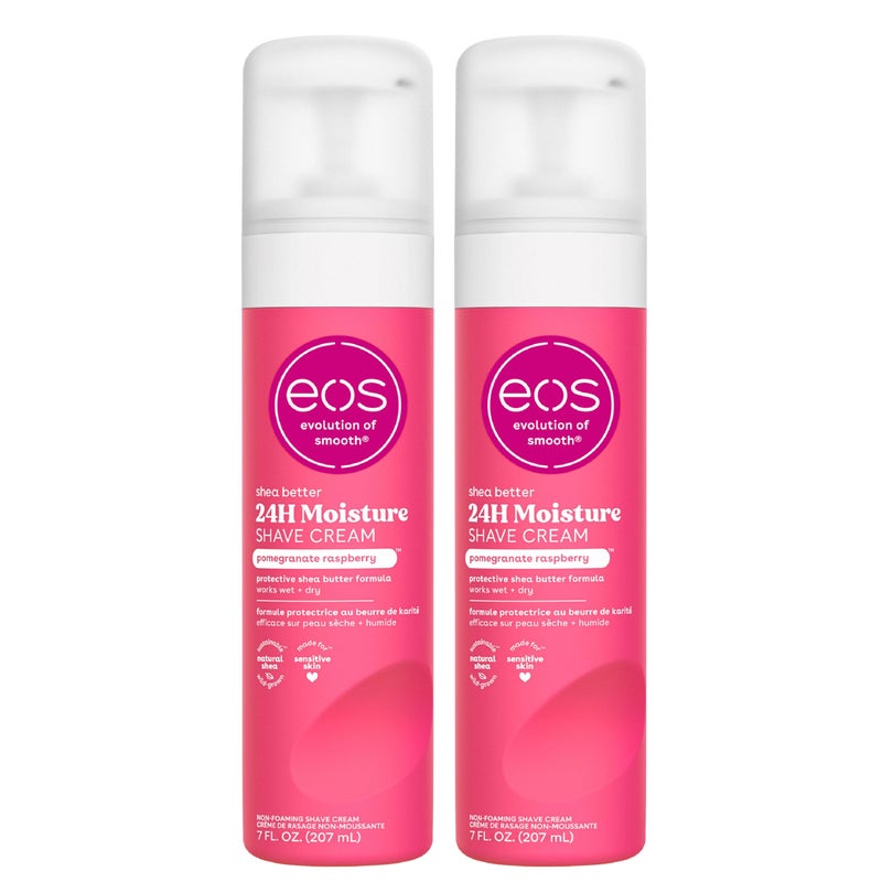eos Shea Better Shave Cream- Pomegranate Raspberry, Shea Butter, Aloe Vera, Moisturizing, Shaving Cream for Women, eos Shave Cream, 7 fl oz, 2-Pack - Image 1
