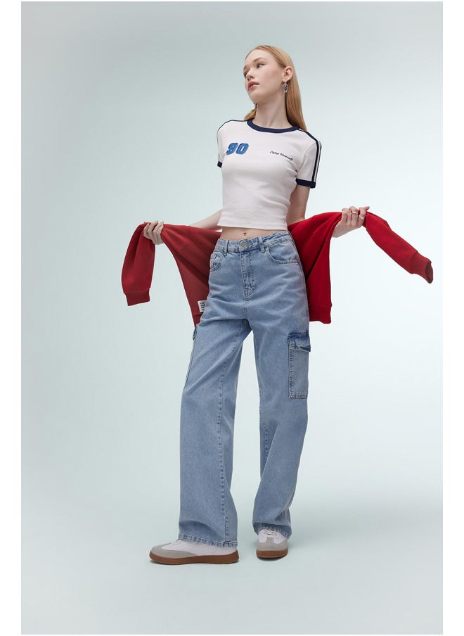 DeFacto - Woman Wideleg Cargo Denim Trousers - Image 1