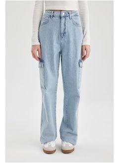 Woman Wideleg Cargo Denim Trousers