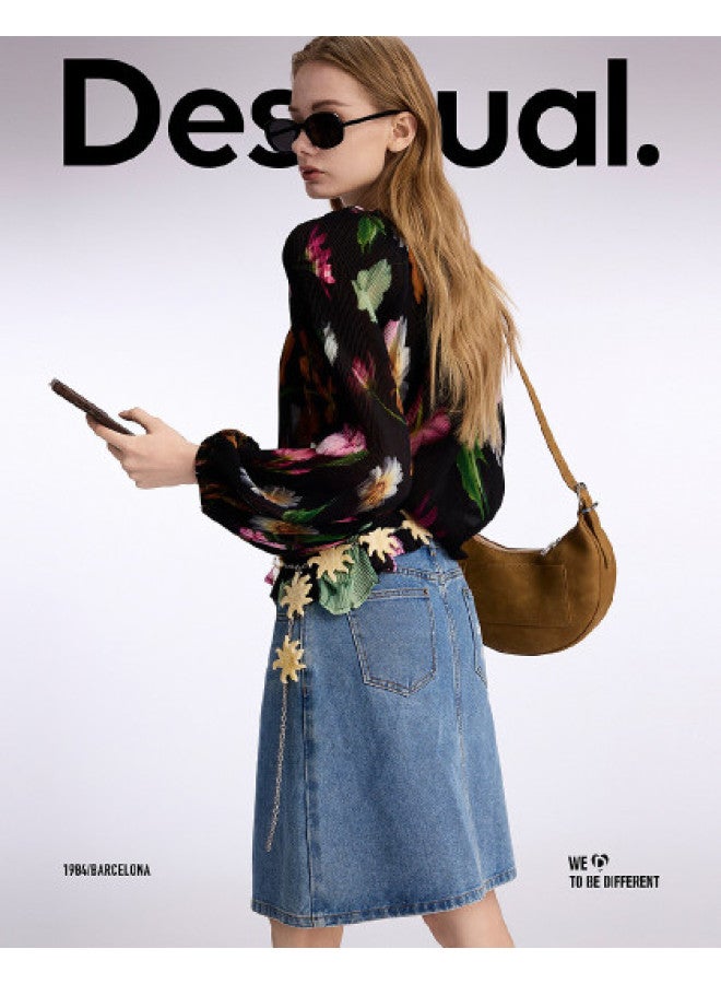 DESIGUAL denim Washed Pull-print Asymmetric Hem Skirt - Image 1