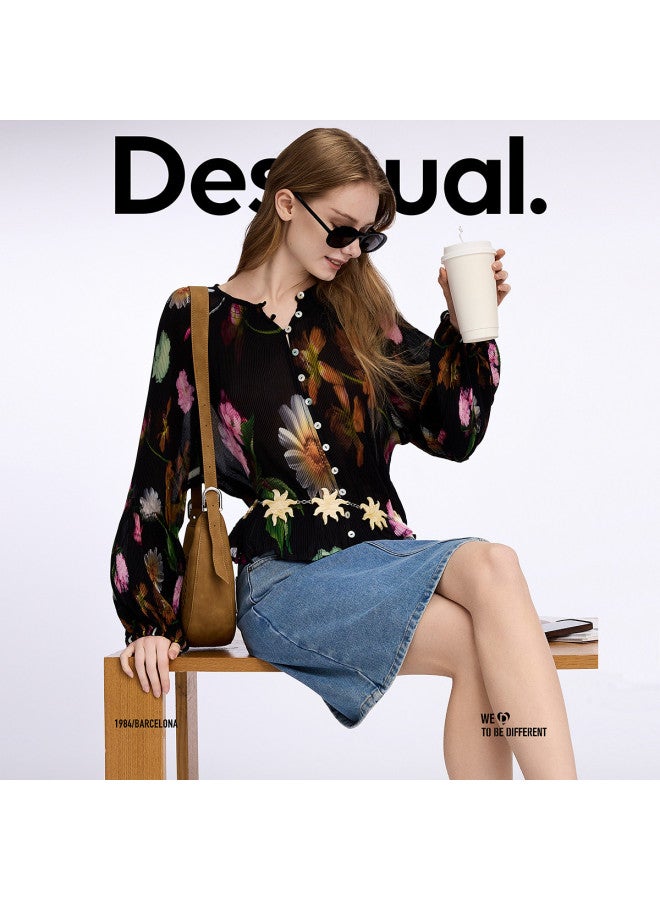 DESIGUAL denim Washed Pull-print Asymmetric Hem Skirt - Image 4