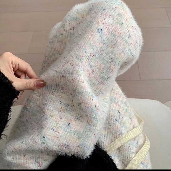 New Arrival Womens Rainbow Rice Cake Pants High-Waisted Draped Knitted Cotton Wadded Trousers Soft Supple Fleece-Lined Bell Bot A little powder