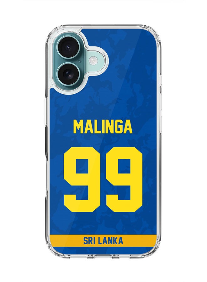 Stylizedd For iPhone 16 Case [Compatible with MagSafe] Slim Magnetic cover Clear Phone Case - Team Sri lanka Lasith Malinga, Jersey No 99 - Image 1