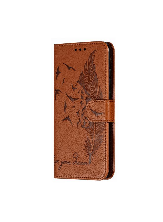 اس-توب جراب جلدي أفقي قابل للطي بنمط ريشة من الليتشي مع محفظة وحامل وفتحات للبطاقات لهاتف Huawei Honor 10i / P Smart+ 2019 / Honor 20i / Honor 10 Lite - Image 3