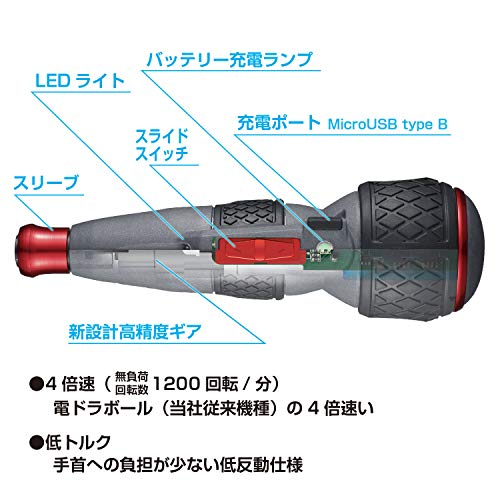 Vessel 220USB-S1 Electric Ball Grip, Screwdriver with 1 Bit - Image 3