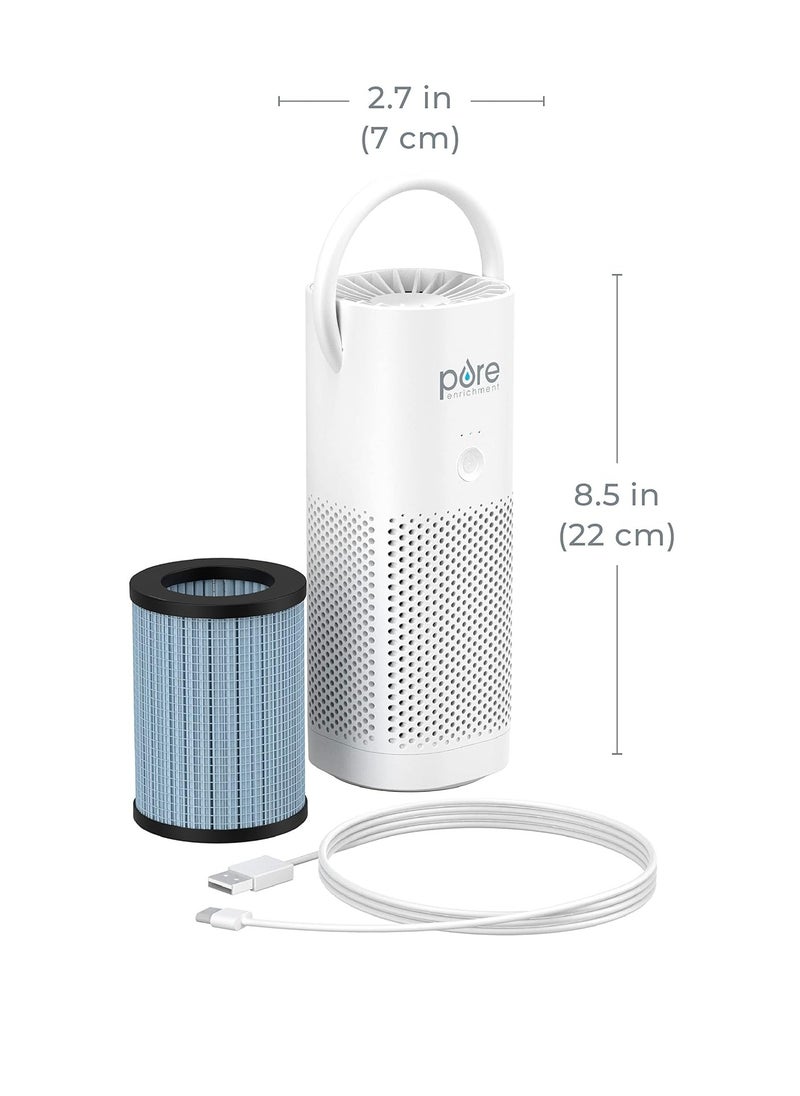 Pure Enrichment Pure Enrichment® PureZone™ Mini Portable Air Purifier - Cordless True HEPA Filter Cleans Air & Eliminates 99.97% of Dust, Odors, & Allergens Close to You - Cars, School, & Office (White)  - Image 2