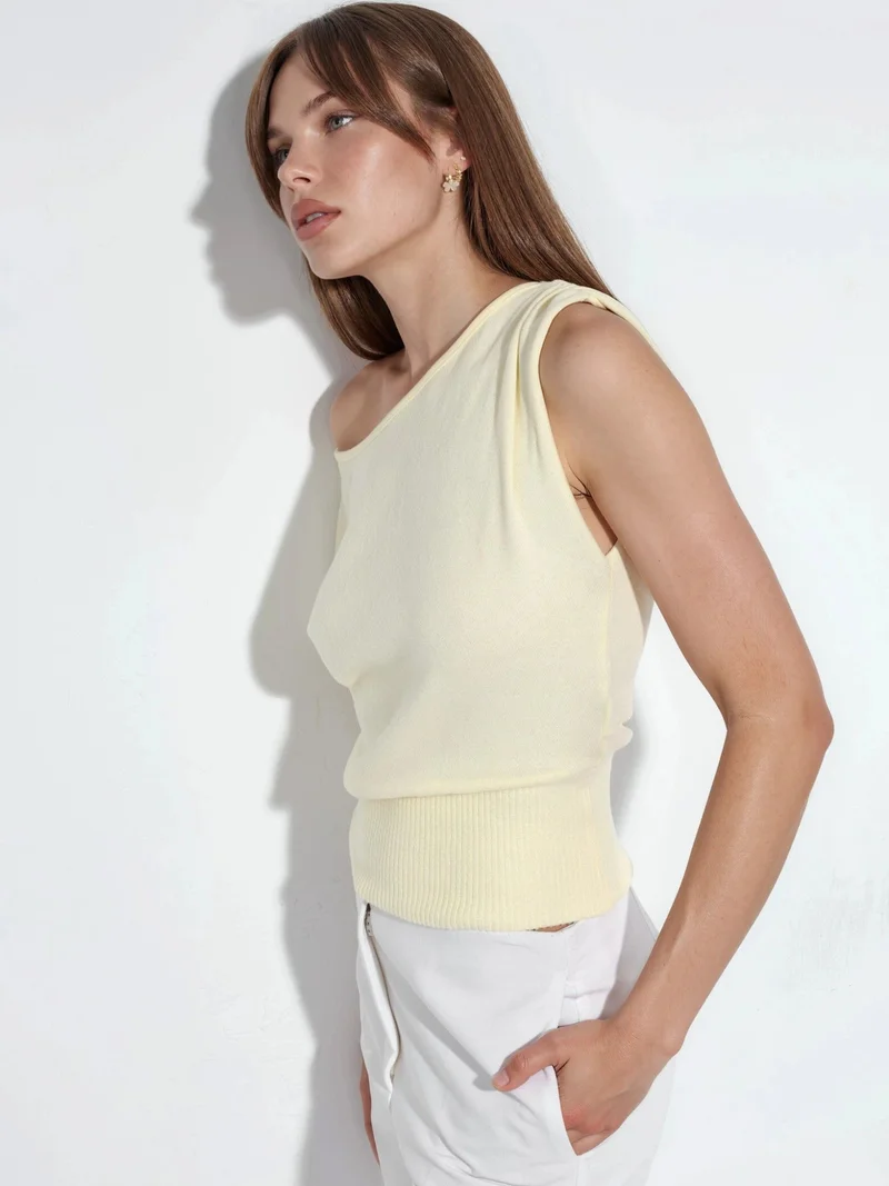 بوسيم BUSEM Boat Neck Ribbed Blouse