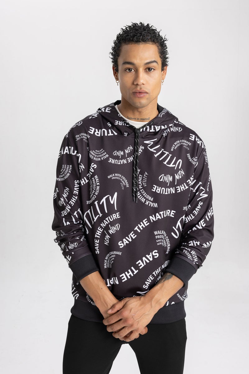 DeFacto Man DeFactoFit Standard Fit Hooded Scuba Fabric Sports Sweatshirt  - Image 3