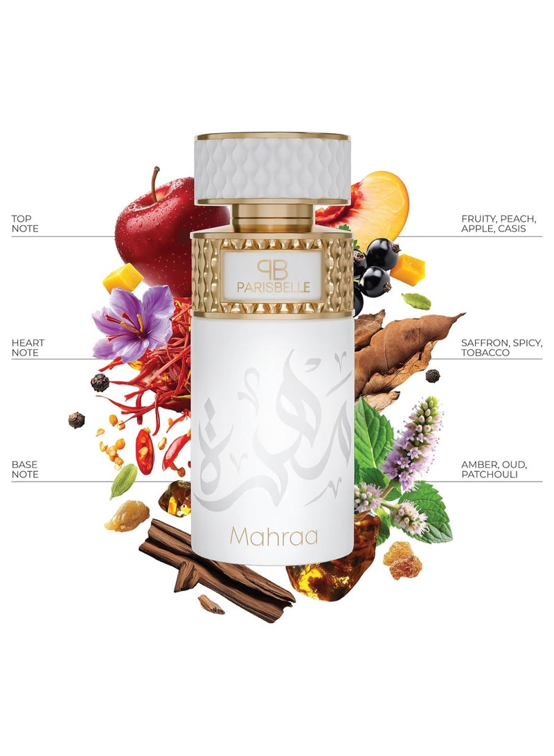 Parisbelle Mahraa Oasis Collection Extrait de Parfum Unisex 100ml | Long Lasting Fruity Spicy Oriental Oud Fragrance | Peach Saffron Woody Musk Luxury Perfume for Men & Women | Premium Signature Scent - Image 3