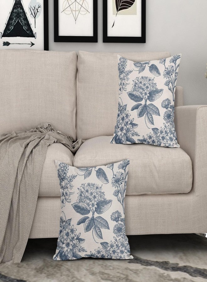 Aytipun Vintage Floral Pillow Covers 18x18 Set of 2 Dusty Blue Flower Pattern Print Decorative Outdoor Pillowcases Farmhouse Throw Cushion Case Decor for Couch Sofa Bed - Image 3