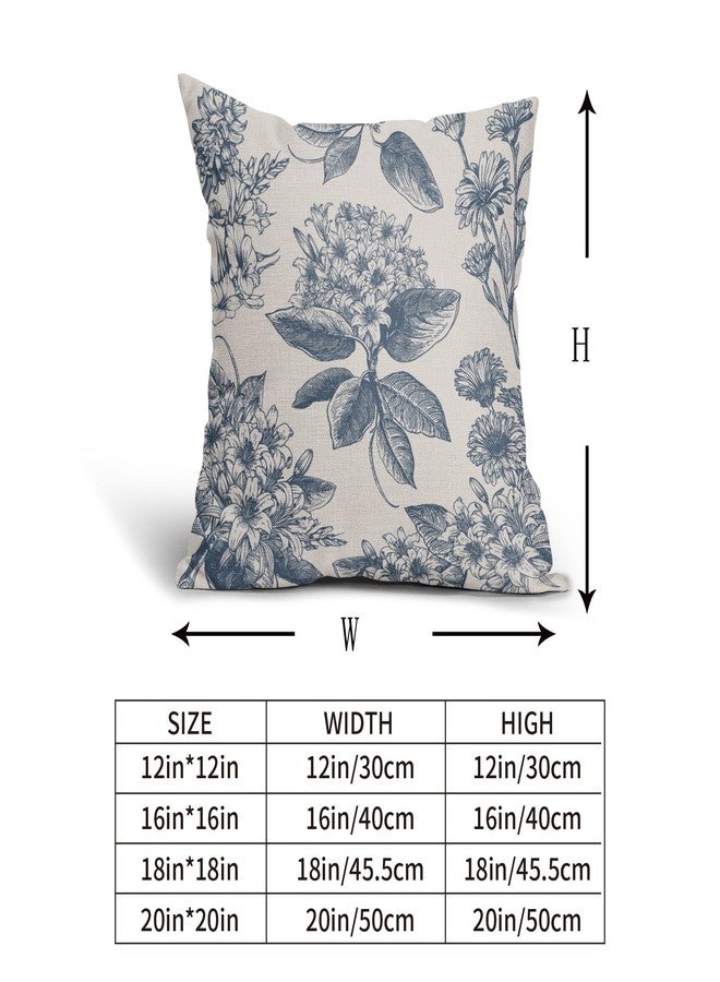 Aytipun Vintage Floral Pillow Covers 18x18 Set of 2 Dusty Blue Flower Pattern Print Decorative Outdoor Pillowcases Farmhouse Throw Cushion Case Decor for Couch Sofa Bed - Image 5