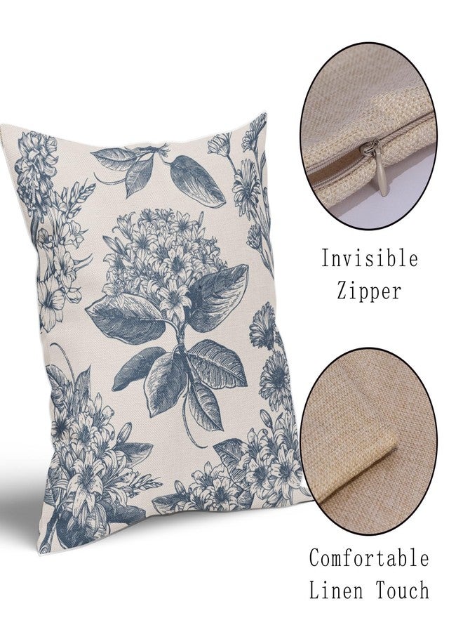 Aytipun Vintage Floral Pillow Covers 18x18 Set of 2 Dusty Blue Flower Pattern Print Decorative Outdoor Pillowcases Farmhouse Throw Cushion Case Decor for Couch Sofa Bed - Image 4