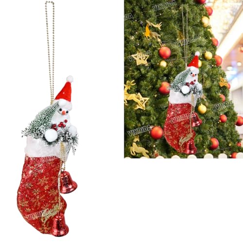 VikriDA 1Pc Snowman Red Pouch Hanging Ornament | Cute Snowman Christmas Tree Decoration for Xmas Home & Party Décor - Image 1