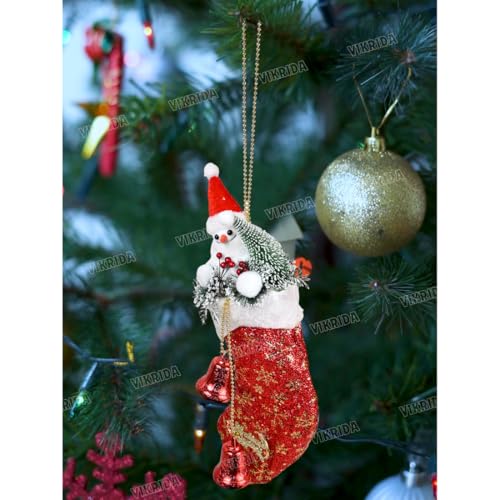 VikriDA 1Pc Snowman Red Pouch Hanging Ornament | Cute Snowman Christmas Tree Decoration for Xmas Home & Party Décor - Image 3